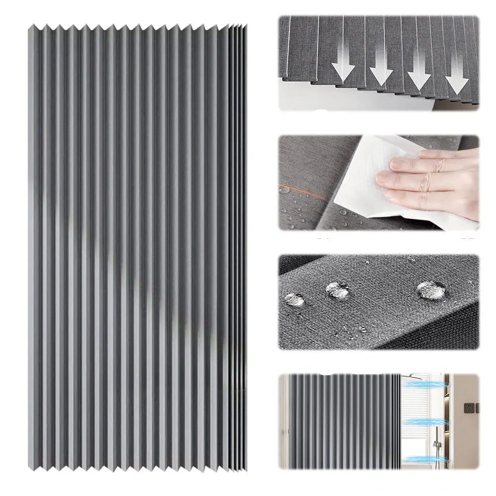 Cortina de chuveiro magnética dobrável com 14 ganchos cortina de banheiro moderna privacidade divisor de banheiro para banheiro