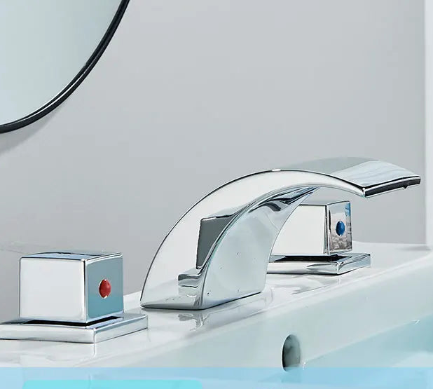 Torneira da bacia do banheiro cristalina alça dupla pia quente e fria torneira misturadora da pia do banheiro deck montado bacia 3 conjunto torneira da banheira