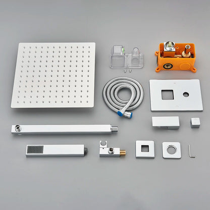 Conjunto de chuveiro cromado oculto, torneira do chuveiro do banheiro, misturador de chuveiro, cascata, chuveiro de chuva, 2 maneiras, válvula misturadora de latão