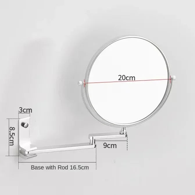 Espelho de vestir montado na parede 8 Polegada ampliação dois lados espelho espaço alumínio preto espelho de maquiagem cosméticos senhora presente