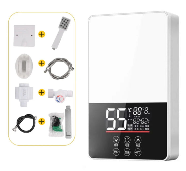 DMWD-Aquecedor de Água Termostático Elétrico, Controle Remoto, Aquecimento Instantâneo, Impermeável, Sem Tanque, Chuveiro, 7000W