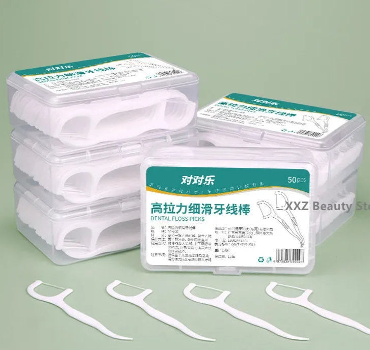 1/2/5/10 caixa portátil descartável fio dental palito de plástico de alta tensão fio dental vara caixa de fio dental ﻿ Cuidados bucais