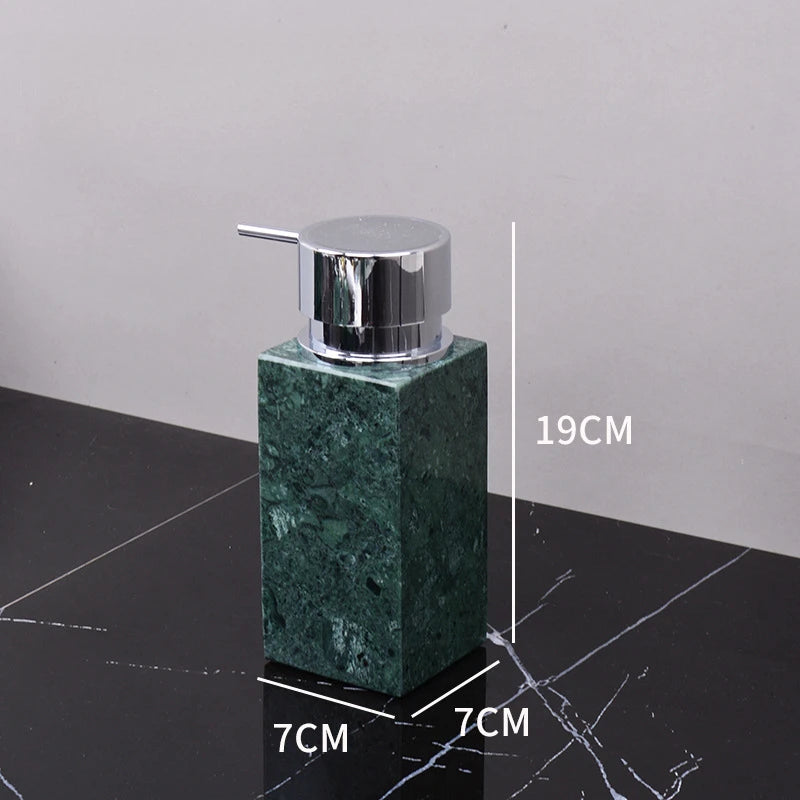 Kit de lavagem de banheiro verde mármore, mercadorias domésticas, produtos de banheiro, garrafa de shampoo, garrafa de sabão, pote de cotonete de algodão, bandeja