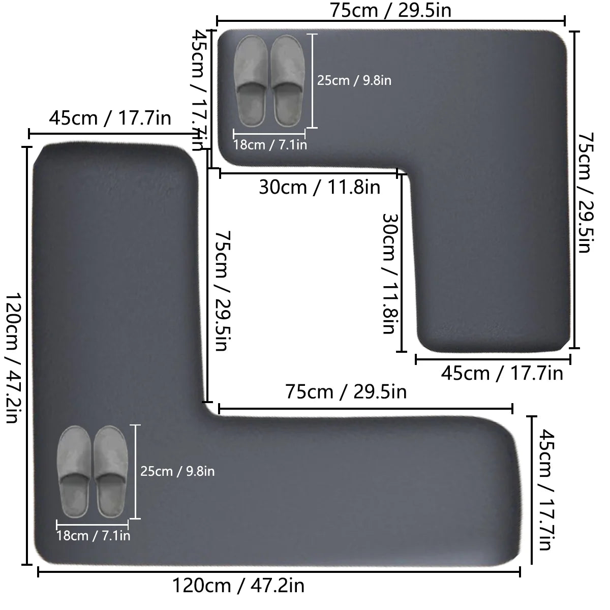 Tapete absorvente de flanela em forma de l para banheiro, tapete peludo para pés de banheiro, antiderrapante e resistente à sujeira