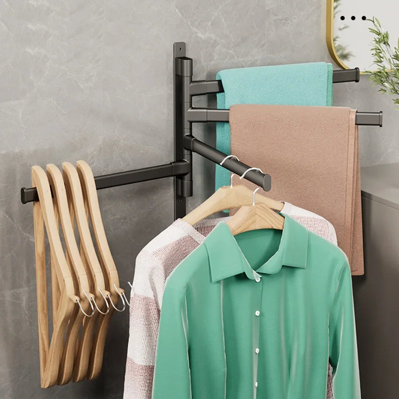 Banheiro Toalheiro Rotativo Porta toalha Espaço Alumínio 2/3/4/5 Barra Cabide de toalha Prateleira de cozinha Suspensão de papel Montado na parede