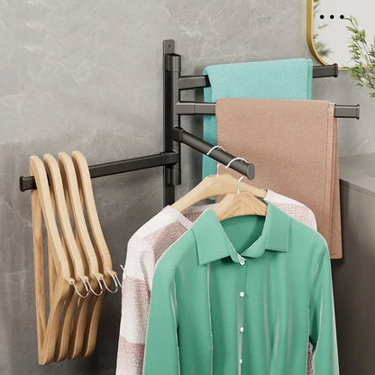 Banheiro Toalheiro Rotativo Porta toalha Espaço Alumínio 2/3/4/5 Barra Cabide de toalha Prateleira de cozinha Suspensão de papel Montado na parede