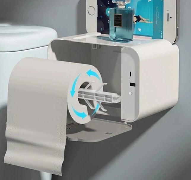 Suporte de papel higiênico de indução, prateleira automática para papel wc, dispensador de papel higiênico montado na parede, acessórios de banheiro