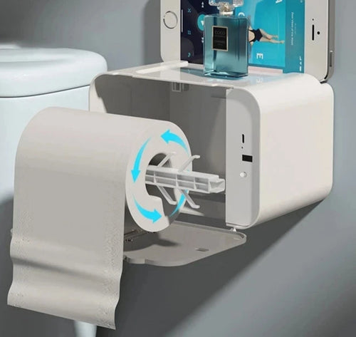 Suporte de papel higiênico de indução, prateleira automática para papel wc, dispensador de papel higiênico montado na parede, acessórios de banheiro