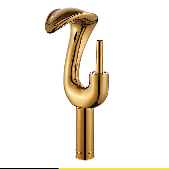 Ouro criativo torneira da bacia de lavagem quente e fria torneiras pia do banheiro único furo torneiras do banheiro deck montado água