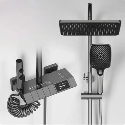 Conjunto de sistema de chuveiro inteligente para banheiro, banheira, chuvas, display digital, misturador de temperatura, conjuntos de torneira de chuveiro com lâmpada atmosférica