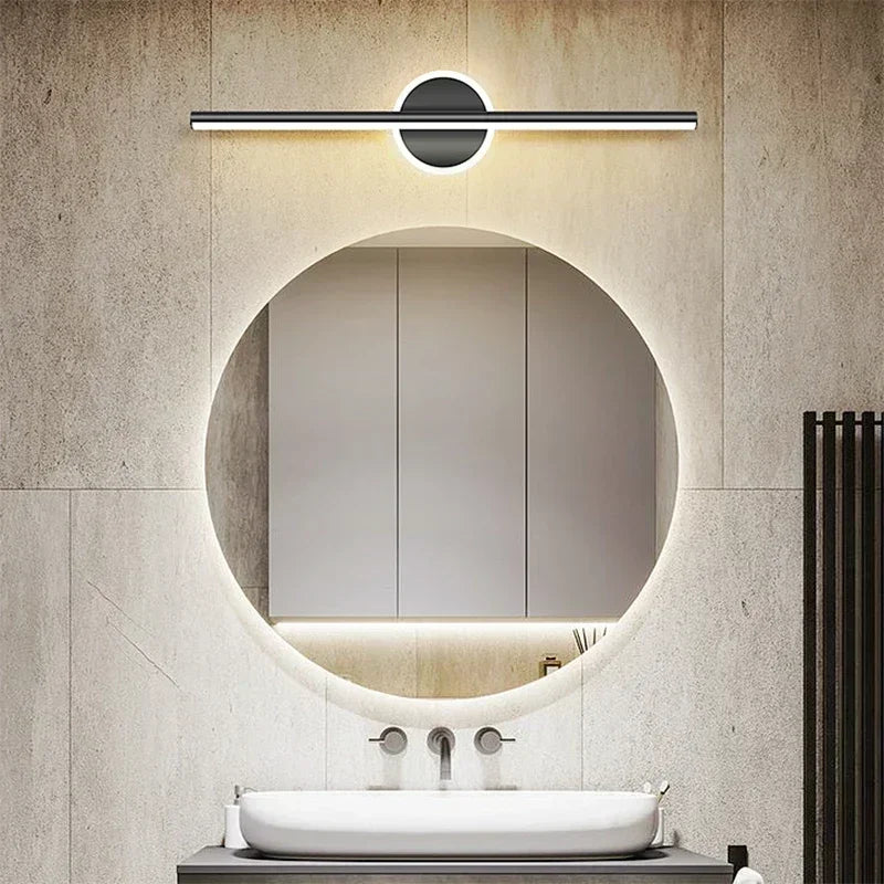 Moderna lâmpada de parede led espelho luz frontal 40/60cm simples ouro preto luminária interior quarto sala estar cozinha banheiro