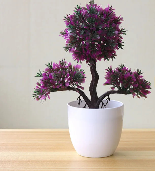 1pc plantas artificiais bonsai pequena árvore simulação plantas flores falsas mesa vaso ornamentos decoração para casa hotel jardim decoração