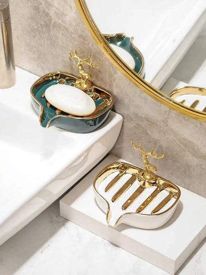 Caixa de sabão cerâmica saboneteira para suprimentos do banheiro dreno água pratos titular produtos mercadorias domésticas jardim