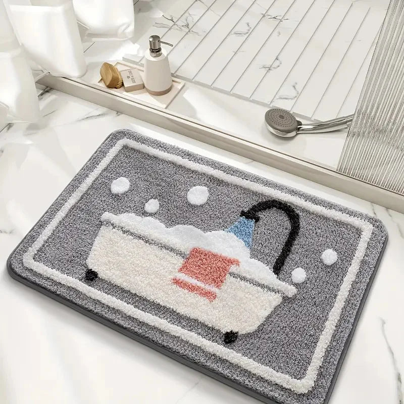 Tapete de Banho Antiderrapante de Malha com Flocagem Luxuosa