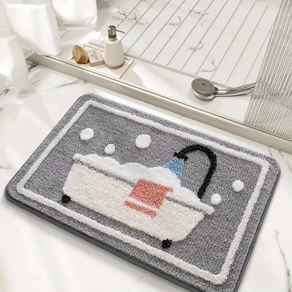 Tapete de Banho Antiderrapante de Malha com Flocagem Luxuosa