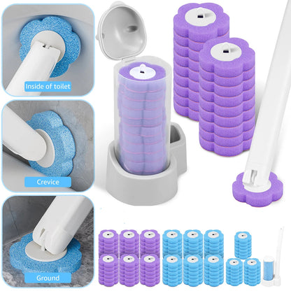 18/36 pçs escova de vaso sanitário descartável substituição cabeça kit limpeza vaso sanitário escova alça longa wc acessórios ferramenta