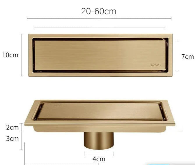 304 de aço inoxidável invisível dreno de chão ouro escondido dreno de chão estendido anti-odor dreno de chuveiro acessórios do banheiro escorredor