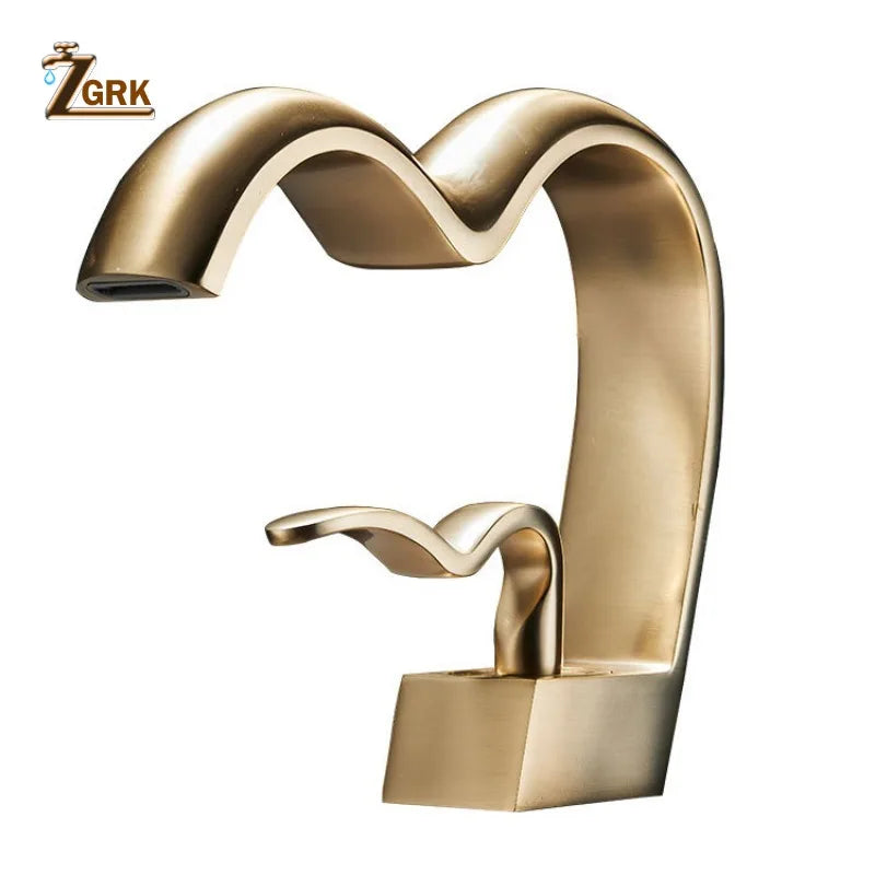 Torneira de cachoeira de latão para banheiro Bacia quente e fria Torneira pia em forma de coração criativo Misturador de vaidade de banho