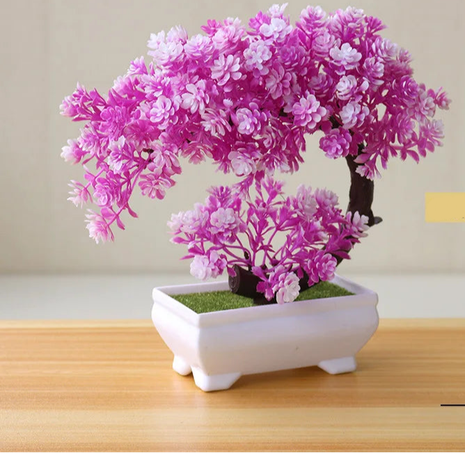 1pc plantas artificiais bonsai pequena árvore simulação plantas flores falsas mesa vaso ornamentos decoração para casa hotel jardim decoração