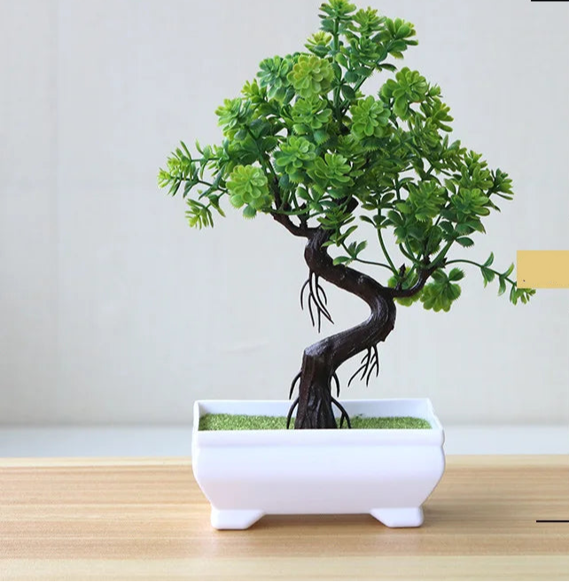 1pc plantas artificiais bonsai pequena árvore simulação plantas flores falsas mesa vaso ornamentos decoração para casa hotel jardim decoração