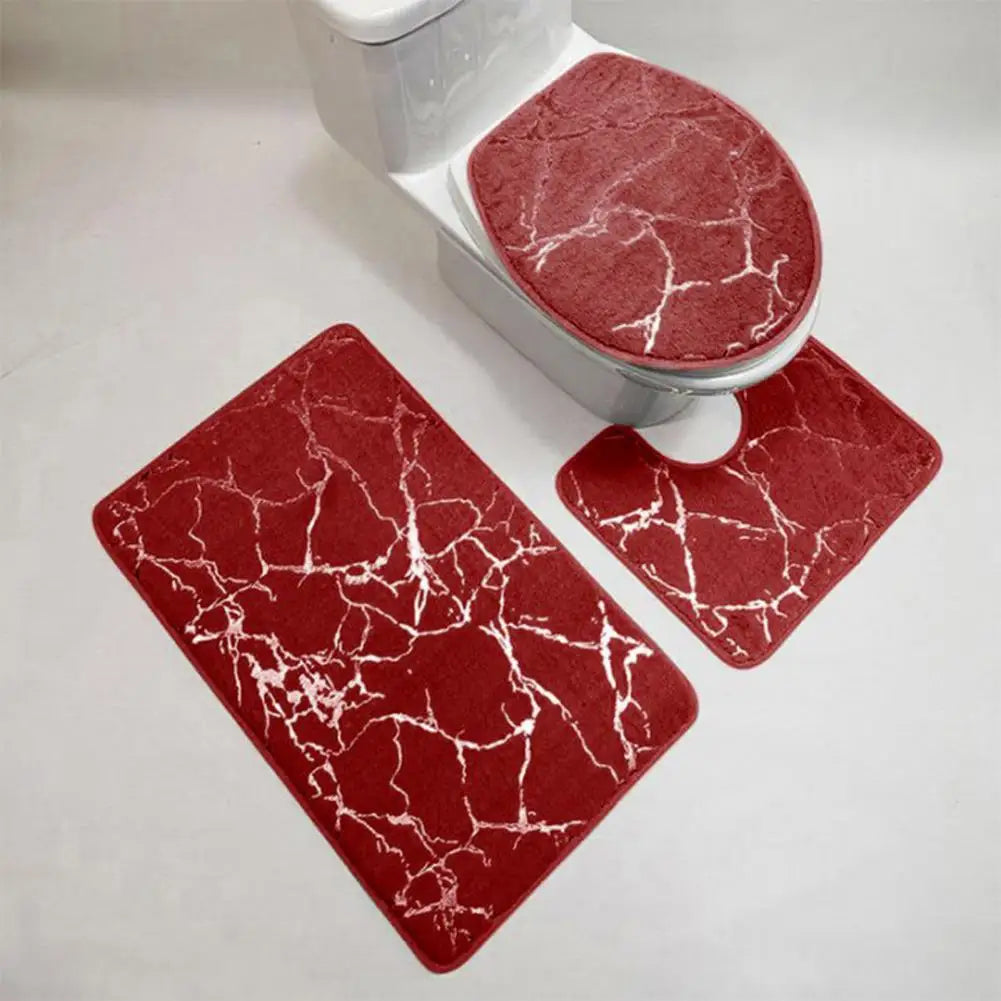 3 pçs/set tapete de toalete poliéster mármore tampa do toalete capa tapete do banheiro listra impressão anti deslizamento chuveiro tapetes acessórios para casa