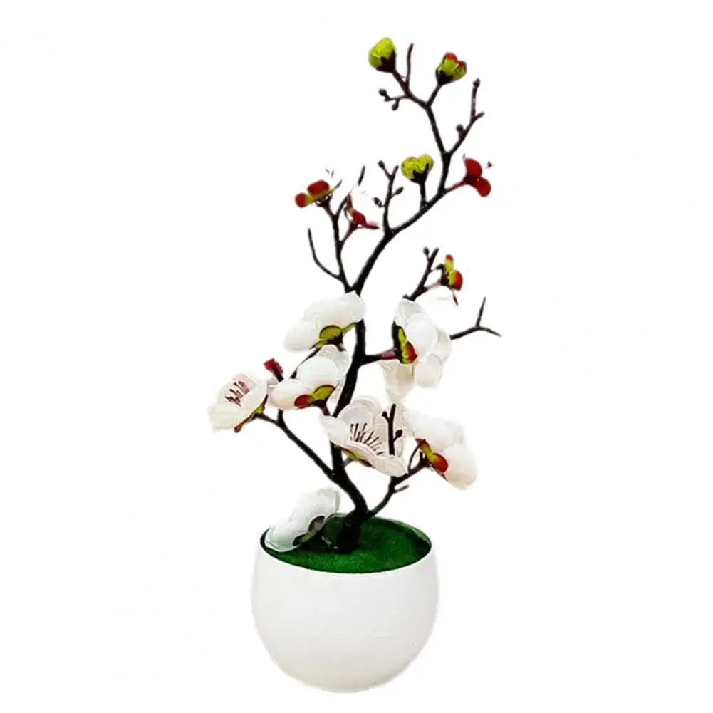 Bonsai flores de seda flores de ameixa planta artificial flores falsas pote flores sakura galhos de árvore decoração do quarto casa