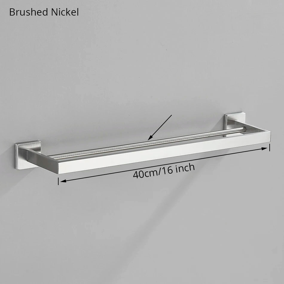 Conjunto de hardware de banheiro de níquel escovado, gancho para robe, toalheiro, prateleira, suporte de papel de tecido, acessórios de banheiro