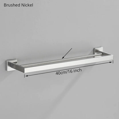 Conjunto de hardware de banheiro de níquel escovado, gancho para robe, toalheiro, prateleira, suporte de papel de tecido, acessórios de banheiro