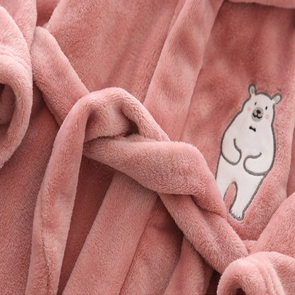 Crianças pijamas macios roupão de flanela inverno 2023 novo dos desenhos animados bonito pijamas meninos meninas outono roupões com capuz homewear