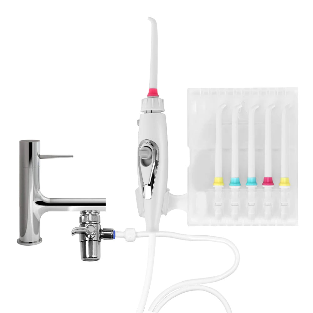 Torneira irrigador oral jato de água para limpeza palito dentes flosser dental irrigador implementos dental flosser limpador de dentes