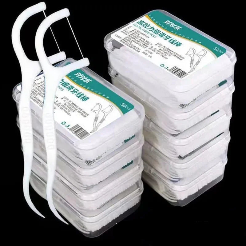 1/2/5/10 caixa portátil descartável fio dental palito de plástico de alta tensão fio dental vara caixa de fio dental ﻿ Cuidados bucais