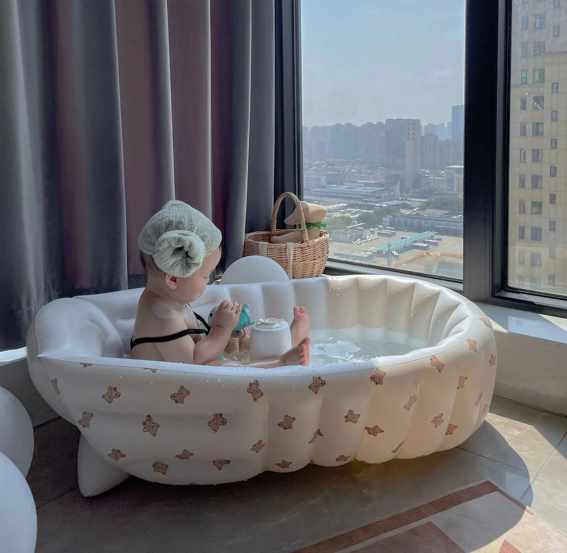 Banheira inflável ao ar livre portátil do bebê, Piscina Animal Infantil, Piscina de recém-nascidos