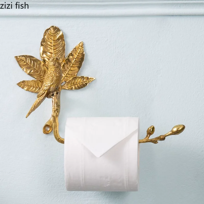 Suporte De Guardanapo De Metal Montado Na Parede, suportes De Papel Higiênico, cremalheira Do Armazenamento De Tecido De Toalha, folha De Cobre, pássaro