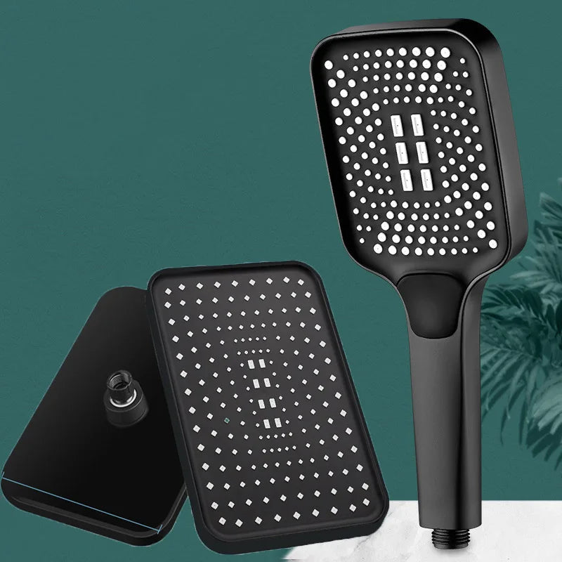 Combinação de chuveiro de 12 polegadas, painel grande, cabeça de chuveiro de chuva/combinação de chuveiro portátil, banheiro, conjunto de reforço de três modos