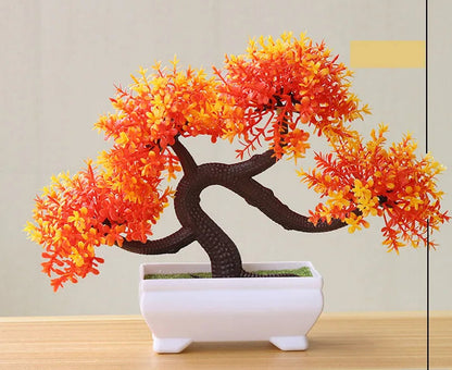 1pc plantas artificiais bonsai pequena árvore simulação plantas flores falsas mesa vaso ornamentos decoração para casa hotel jardim decoração