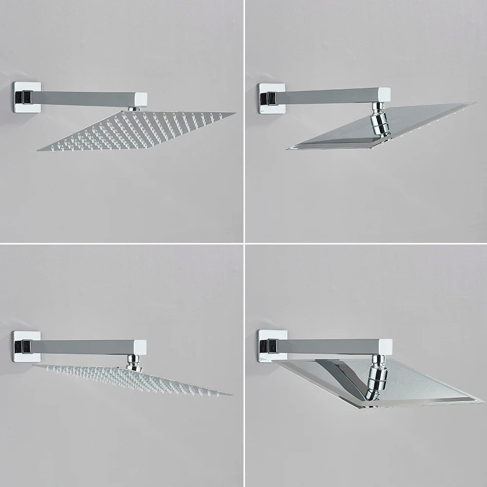 Conjunto de chuveiro cromado oculto, torneira do chuveiro do banheiro, misturador de chuveiro, cascata, chuveiro de chuva, 2 maneiras, válvula misturadora de latão