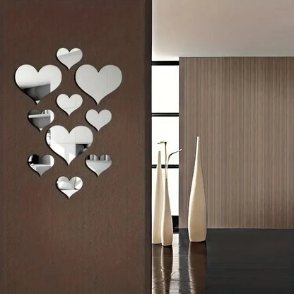 1 conjunto 3d amor corações espelho adesivo de parede decalque arte da parede removível decoração do casamento crianças quarto decoração adesivos de mesa de banheiro