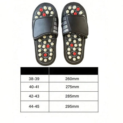 Um par de chinelos de massagem de ponto de acupuntura para homens e mulheres, sapatos de massagem de pés giratórios de ponto de acupuntura estilo chinês, estilo unissex