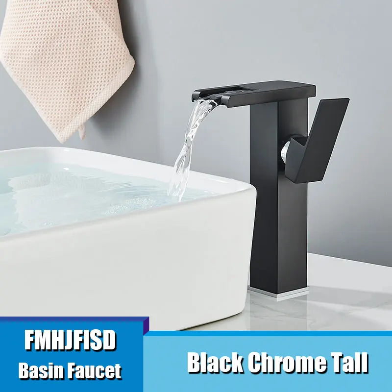 Fmhjfisd led torneira da bacia do banheiro cachoeira único punho único furo torneiras misturadoras do banheiro sensível à temperatura contemporânea