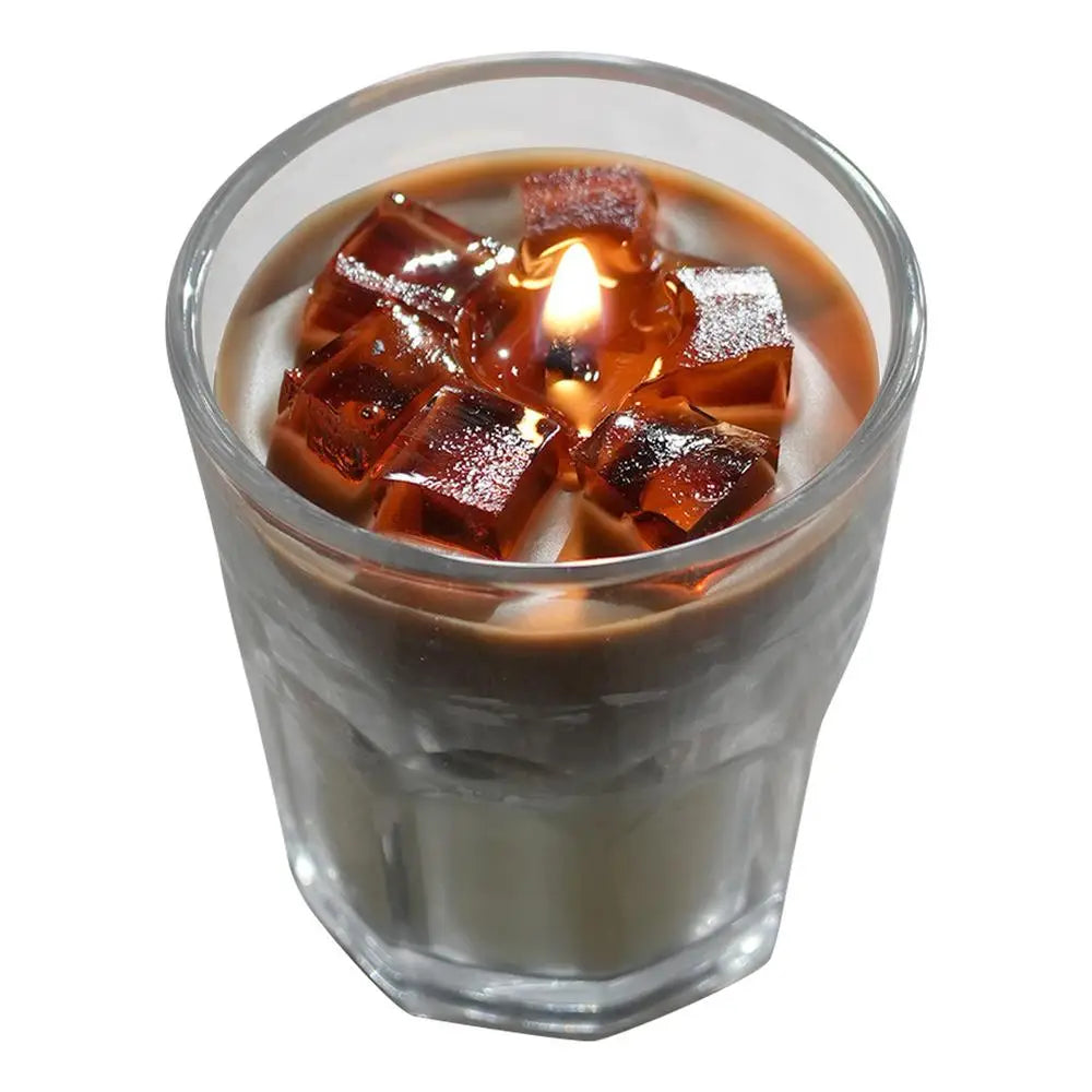 Novo estilo de vela de aromaterapia de café simples e sofisticado decoração de quarto copo de vela de gelatina acabamento realista ﻿