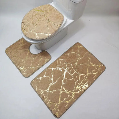 3 pçs/set tapete de toalete poliéster mármore tampa do toalete capa tapete do banheiro listra impressão anti deslizamento chuveiro tapetes acessórios para casa