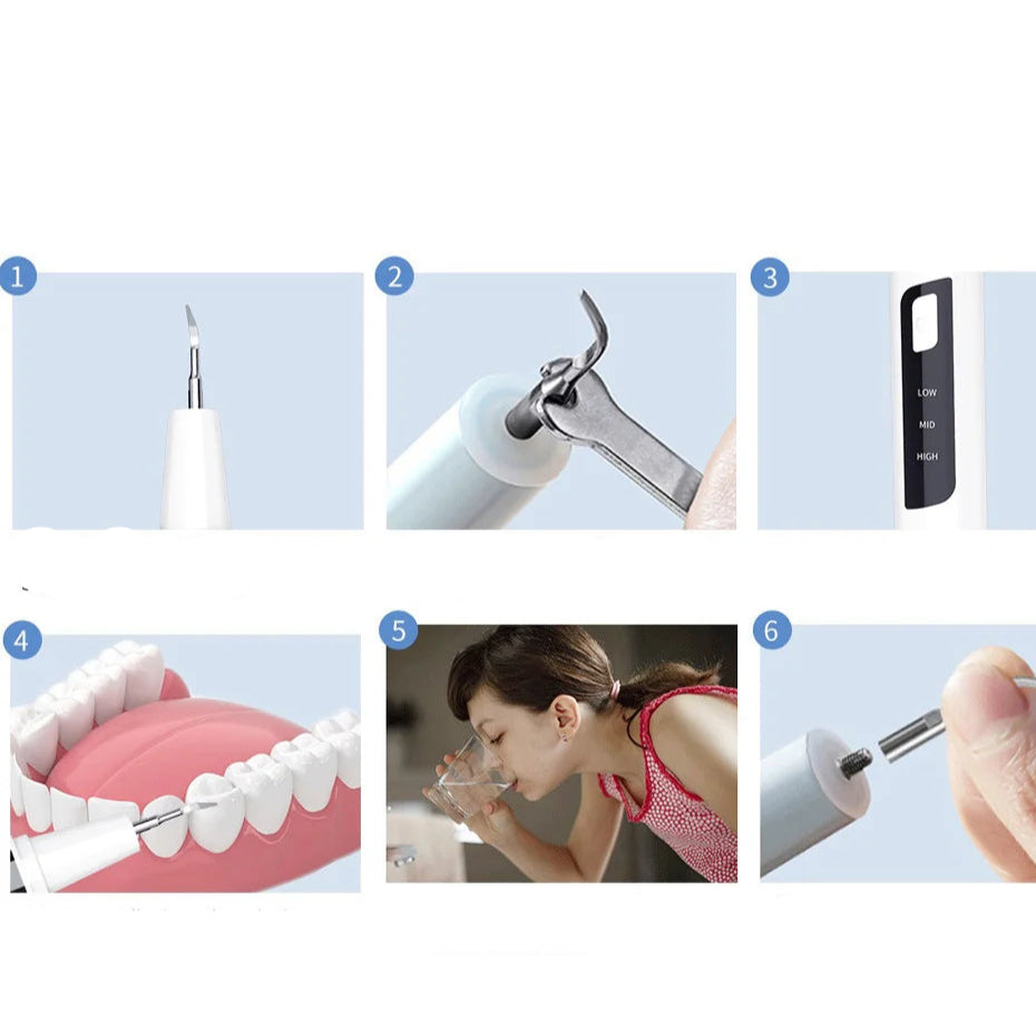 Limpador dental ultrassônico, clareamento dental elétrico, vibração de alta frequência para remoção de manchas de placa de cálculo, escova de dente