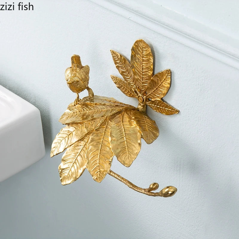 Suporte De Guardanapo De Metal Montado Na Parede, suportes De Papel Higiênico, cremalheira Do Armazenamento De Tecido De Toalha, folha De Cobre, pássaro