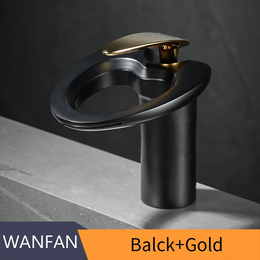 Single Handle Cachoeira Torneira Do Banheiro, Torneiras De Bacia Preta, Torneira Misturadora De Banho, Pia De Latão, Guindaste De Água, Prata, 855964