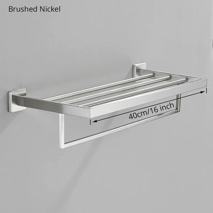 Conjunto de hardware de banheiro de níquel escovado, gancho para robe, toalheiro, prateleira, suporte de papel de tecido, acessórios de banheiro