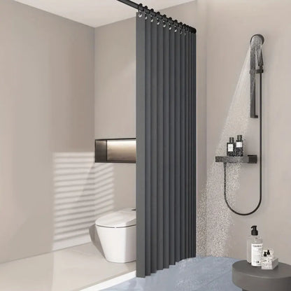 Cortina de chuveiro magnética dobrável com 14 ganchos cortina de banheiro moderna privacidade divisor de banheiro para banheiro