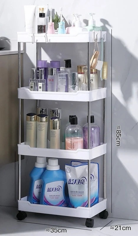 2025 Carrinho de armazenamento de banheiro com rodinhas de 3/4 camadas, organizador multiuso para banheiro, cozinha, escritório