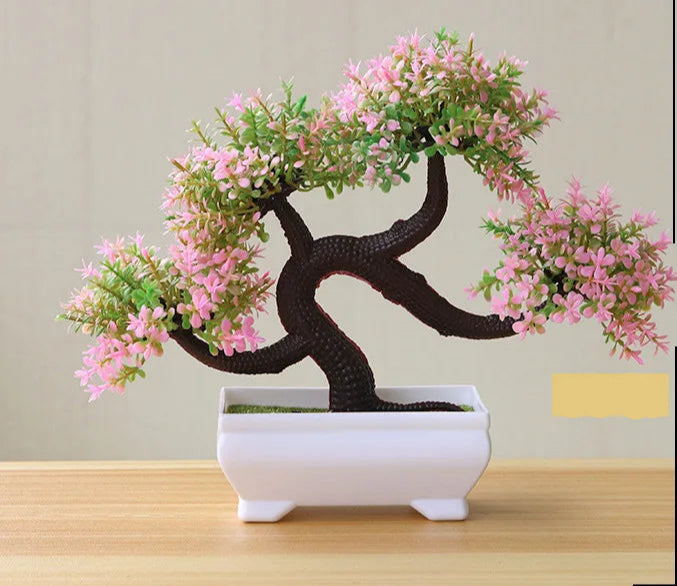 1pc plantas artificiais bonsai pequena árvore simulação plantas flores falsas mesa vaso ornamentos decoração para casa hotel jardim decoração