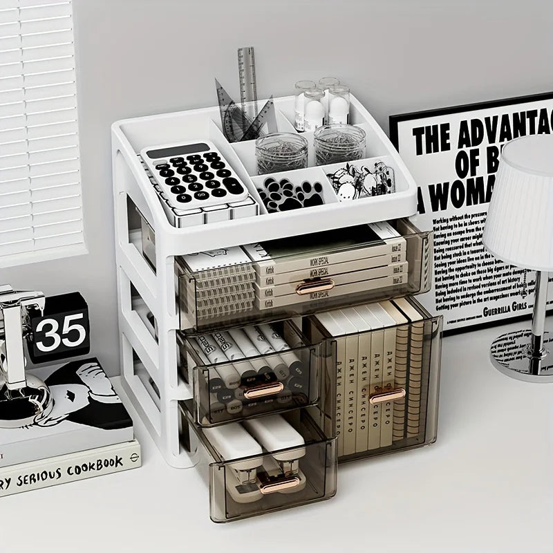 Caixa Organizadora de Cosméticos com Gavetas e Design à Prova de Poeira