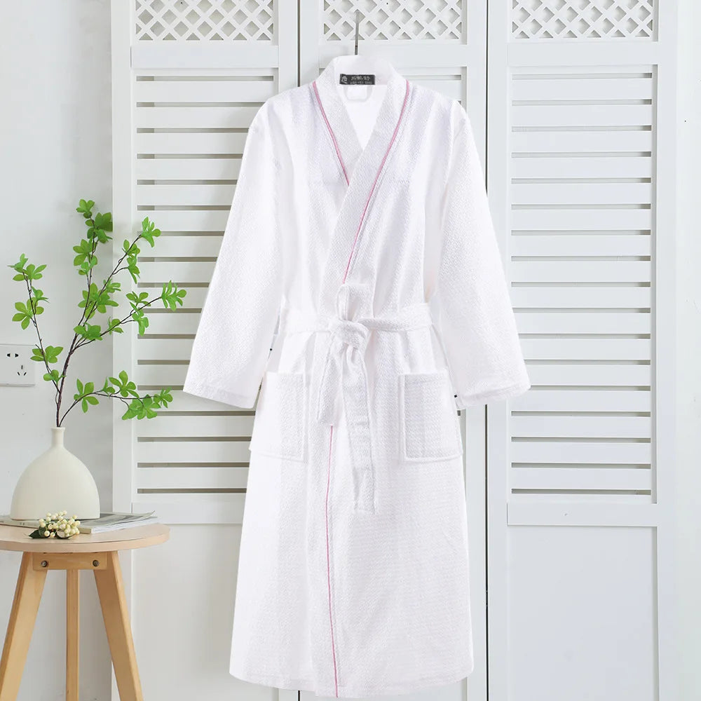 100% algodão casal robe waffle roupão quimono yukata casa roupas casuais feminino sleepwar nightwear primavera verão loungewear